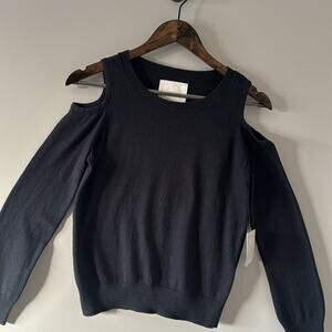 LUCKY BRAND CLOUD SOFT BLACK COLD SHOULDER SWEATER SIZE XS